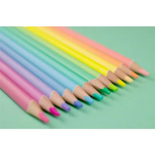 Színes ceruza készlet, háromszögletű, KORES "Kolores Pastel", 12 pasztell szín