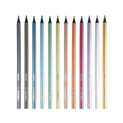 Színes ceruza készlet, háromszögletű, KORES "Kolores Style Metallic", 12 metál szín