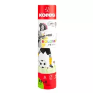   Színes ceruza készlet, háromszögletű, 1 grafittal, 1 hegyezővel, KORES "KOLORES Twist & Turn", 12 különböző szín