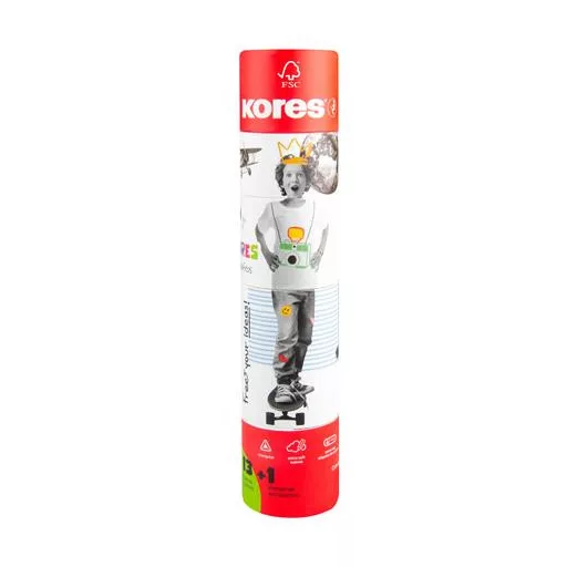 Színes ceruza készlet, háromszögletű, 1 grafittal, 1 hegyezővel, KORES "KOLORES Twist & Turn", 12 különböző szín