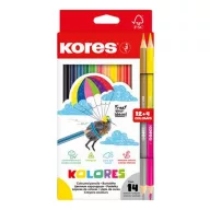   Színes ceruza készlet, háromszögletű, KORES "Kolores", 12+2 különböző szín
