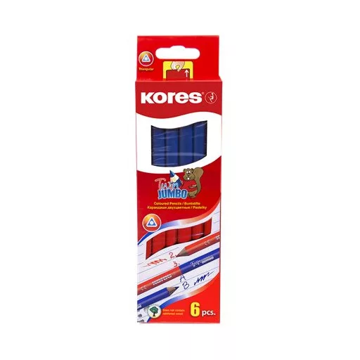 Postairón, háromszögletű, KORES "Twin Jumbo", piros-kék