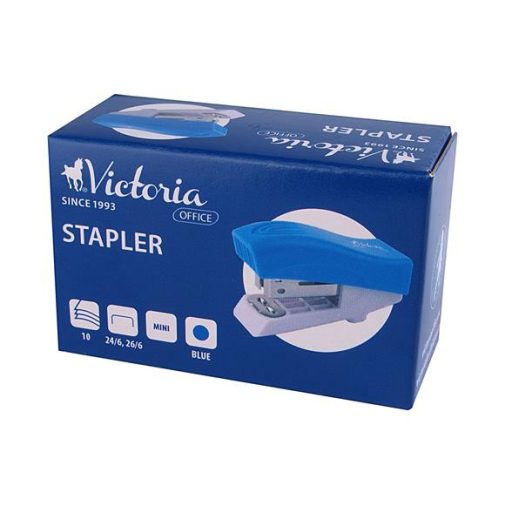 Tűzőgép, 24/6, 26/6, 12 lap, VICTORIA OFFICE, "Mini", kék