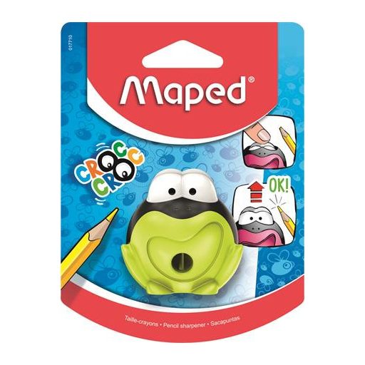 Hegyező, egylyukú, tartályos, MAPED "Croc Croc", béka, vegyes színek