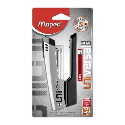 Tűzőgép, 24/6, 26/6, 25 lap, MAPED "Universal Metal Half-Strip", vegyes színek