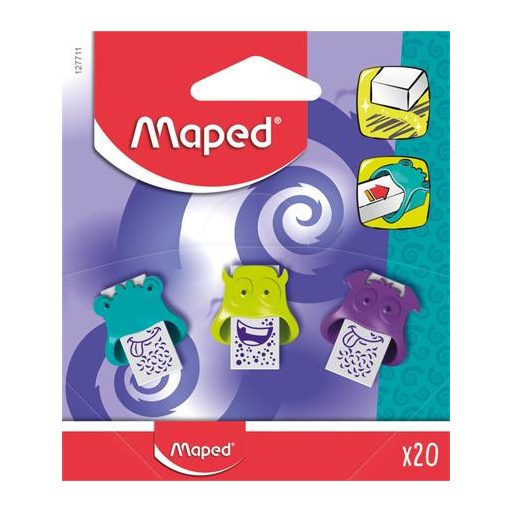 Radír display, MAPED "Little Monster", vegyes színek