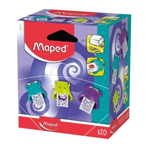 Radír display, MAPED "Little Monster", vegyes színek