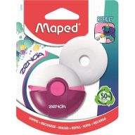   Radír, műanyag tokos, utántöltővel, MAPED "Zenoa", vegyes színek