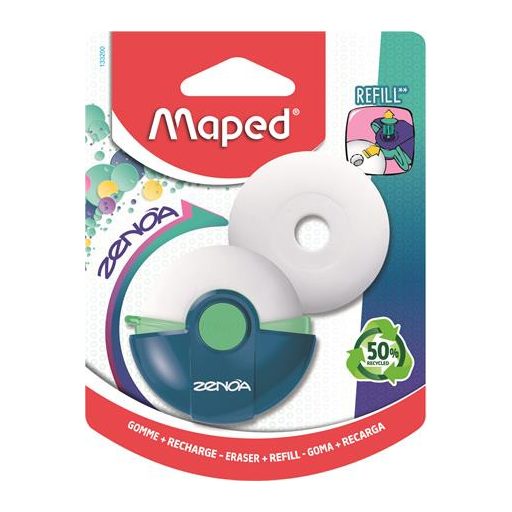 Radír, műanyag tokos, utántöltővel, MAPED "Zenoa", vegyes színek