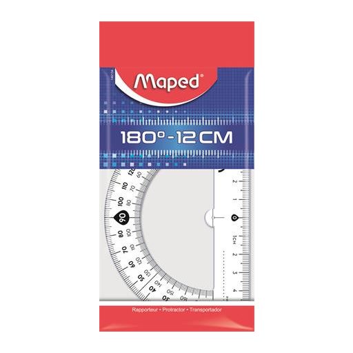 Szögmérő, műanyag 180°-os kínáló dobozos MAPED "Essentials"