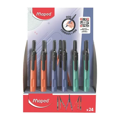 Körző display, heggyel, 2in1, ceruzává alakítható, MAPED „Compass Pen”, vegyes színek