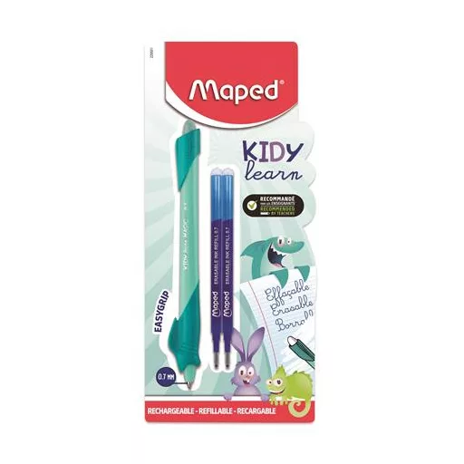 Írástanuló rollertoll, utántöltővel, 0,7 mm, radírozható, MAPED "KIDY Learn MAGIC", vegyes minták