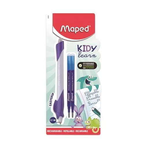 Írástanuló rollertoll, utántöltővel, 0,7 mm, radírozható, MAPED "KIDY Learn MAGIC", vegyes minták