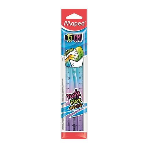 Vonalzó, műanyag, 15 cm, MAPED "Twist'n Flex Decor"