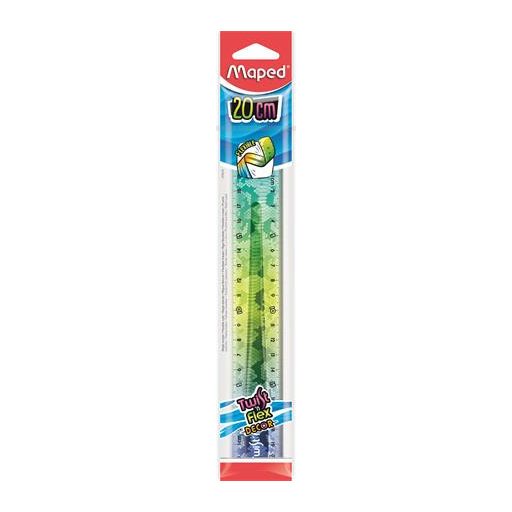 Vonalzó, műanyag, törhetetlen, 20 cm, MAPED 'Twist N' Flex Decor Animals', vegyes színek