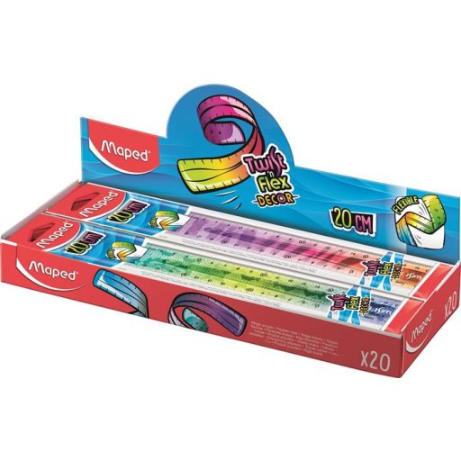 Vonalzó, műanyag, törhetetlen, 20 cm, MAPED 'Twist N' Flex Decor Animals', vegyes színek