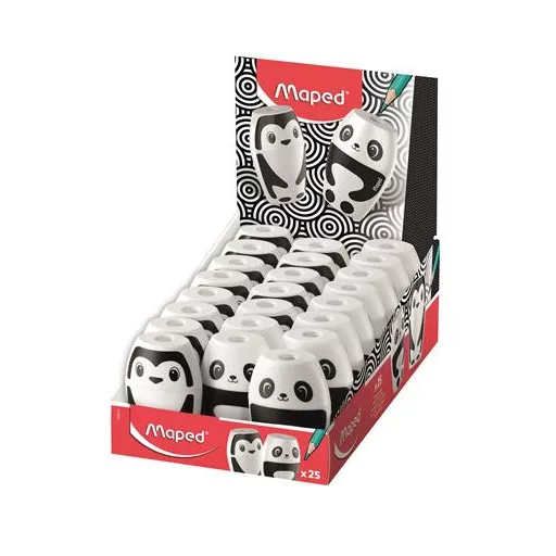 Hegyező, egylyukú, tartályos, MAPED "Shakky Fancy", panda és pingvin, vegyes formák