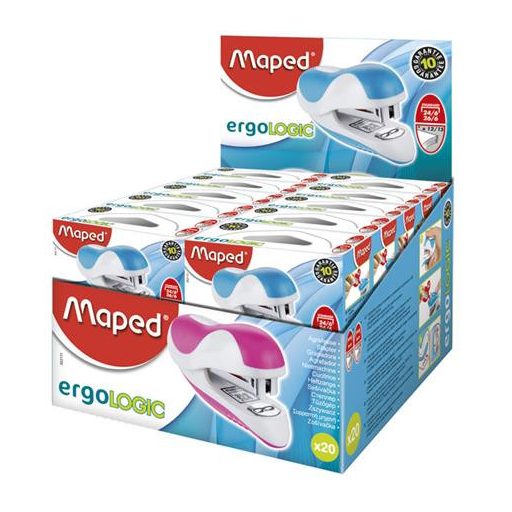 Tűzőgép, 24/6, 26/6, 15 lap, MAPED "Ergologic Mini", vegyes színek