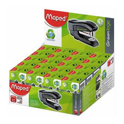 Tűzőgép, 24/6, 26/6, 12 lap, MAPED "Greenlogic Mini"