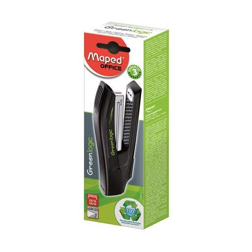 Tűzőgép, 24/6, 26/6, 25 lap, dobozos, MAPED "Greenlogic Full-Strip"