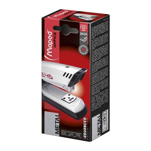 Tűzőgép, 24/6, 26/6, 25 lap, MAPED "Advanced Half-Strip", fehér