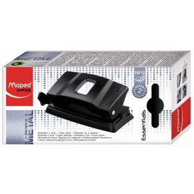   Lyukasztó, kétlyukú, 12 lap, fém, MAPED "Essentials 12", fekete