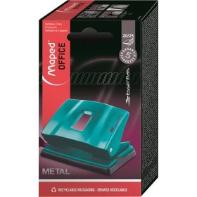   Lyukasztó, kétlyukú, 25 lap, fém, MAPED "Essentials 25", türkiz