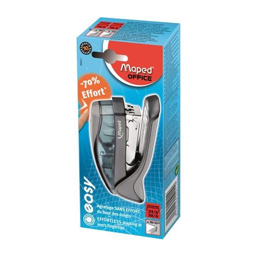 Tűzőgép, 24/6, 26/6, 25 lap, könnyített tűzés, dobozos, MAPED "Easy Half-Strip"