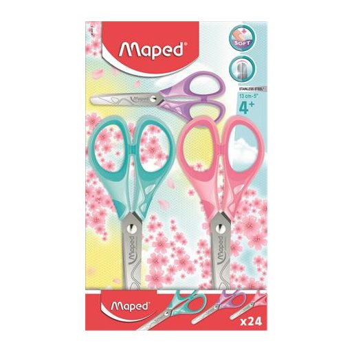 Olló display, iskolai, 13 cm, MAPED "Essentials Soft Pastel", pasztell színek