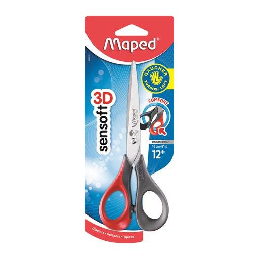 Olló, általános, 16 cm, balkezes, MAPED "Sensoft 3D", vegyes színek