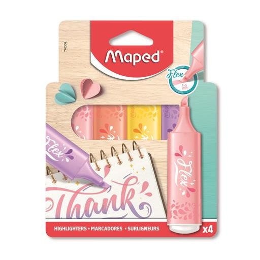 Szövegkiemelő készlet, 1-5 mm, MAPED "Fluo Peps Flex Pastel", pasztell szín, vegyes készletek