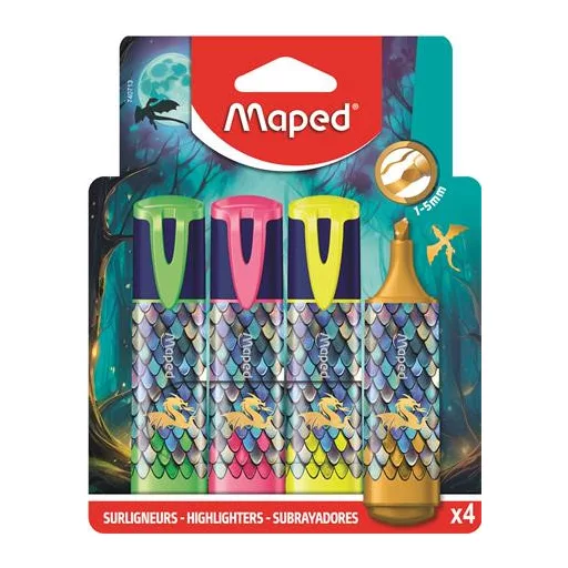Szövegkiemelő készlet, 1-5 mm, MAPED „Dragon sárkány”, 4 különböző szín