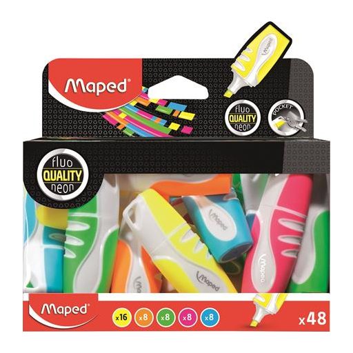 Szövegkiemelő display, 1-5 mm, MAPED "Fluo Peps Pocket Soft", vegyes neon színek