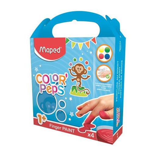 Ujjfesték, alap színek, 4x80 g, MAPED
