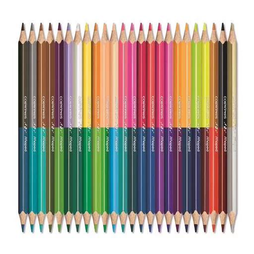 Színes ceruza készlet, háromszögletű, kétvégű, MAPED "Color'Peps Duo", 48 különböző szín