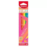   Színes ceruza készlet, háromszögletű, MAPED "Neon", 6 különböző szín