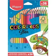   Színes ceruza készlet, háromszögletű, MAPED "Color'Peps Star", 36 különböző szín