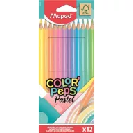   Színes ceruza készlet, háromszögletű, MAPED "Color'Peps Pastel", 12 különböző pasztell szín