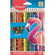   Színes ceruza készlet, háromszögletű, MAPED "Color'Peps Animal", 18 különböző szín