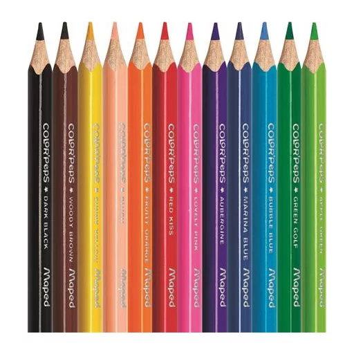 Színes ceruza készlet, háromszögletű, MAPED "Color'Peps Star Mini", 12 különböző szín