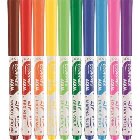   Akvarell filctoll készlet, 3,6 mm, ecsettel, MAPED "Color'Peps Aqua", 10 különböző szín