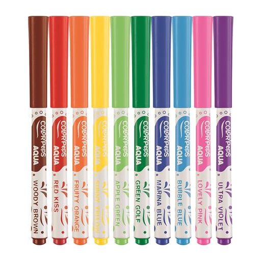 Akvarell filctoll készlet, 3,6 mm, ecsettel, MAPED "Color'Peps Aqua", 10 különböző szín