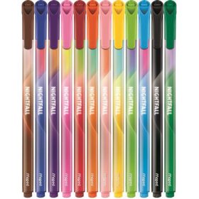   Filctoll készlet, 2,5 mm, kimosható, MAPED "Nightfall", 12 különböző szín