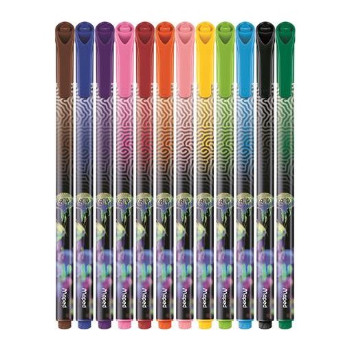 Filctoll készlet, 0,8 mm, kimosható, MAPED "Deepsea Paradise", 12 különböző szín