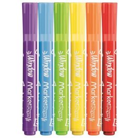   Ablakfilc készlet, vastag, törlőkendővel, 5 mm, MAPED "Marker'Peps", 6 különböző szín