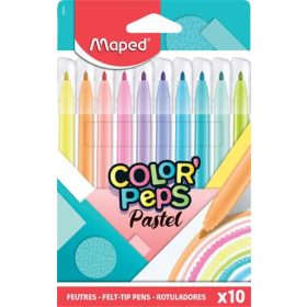   Filctoll készlet, 2,8 mm, kimosható, MAPED "Color'Peps Pastel", 10 különböző pasztell szín