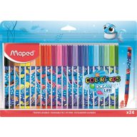   Filctoll készlet, 2 mm, kimosható, MAPED "Color'Peps Ocean Life", 24 különböző szín
