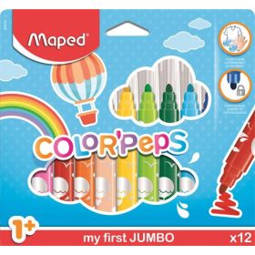   Filctoll készlet, 1-5 mm, kimosható, vastag, MAPED "Color'Peps Jumbo", 12 különböző szín