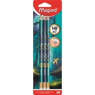   Grafitceruza radírral, HB, háromszögletű, MAPED "Dragon sárkány", 6 db