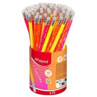   Grafitceruza radírral, ceruzatartó, HB, háromszögletű, MAPED "Black'Peps Neon", vegyes színek